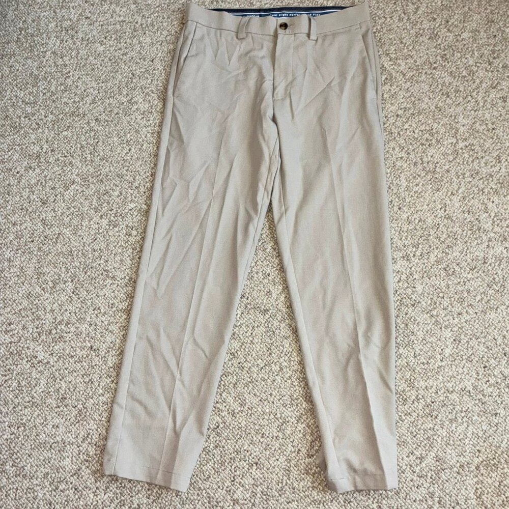 Haggar Cool Right Performance Beige Tan Flex Straight Fit 32 x 30